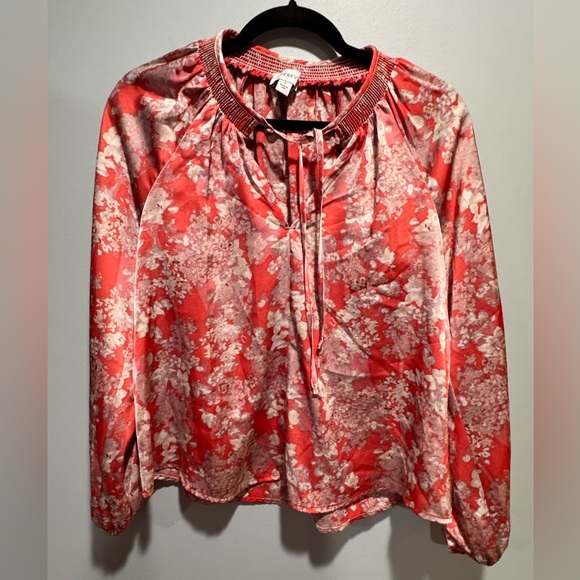 Evereve Tops - Evereve Coral Red / Pink Floral Blouse